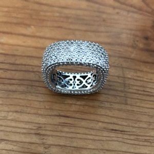 Suzy Leivan Sterling Silver White CZ Square Eternity Band Ring Size 7